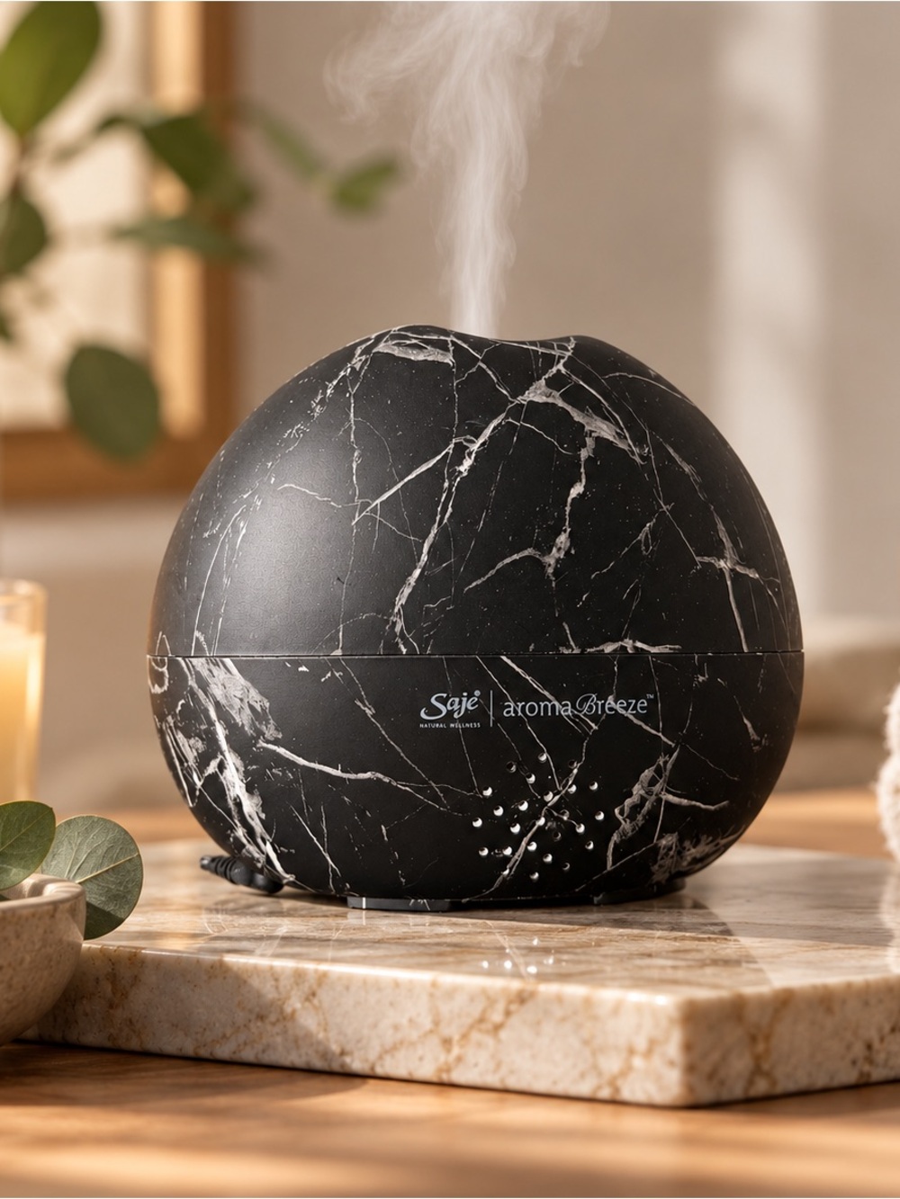 Saje AromaBreeze Black Marble Ultrasonic Essential Oil Diffuser Discontinued